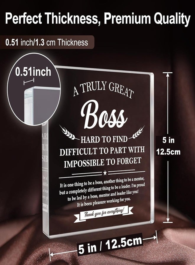 Gifzy Boss Gifts for Men Women, Appreciation Thank You Gifts for Boss Day Leaving Retirement Birthday Christmas, Decoration Square Acrylic Sign Plaque Presents - Image 3